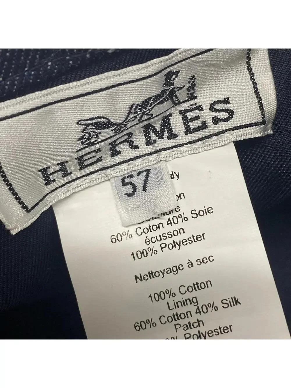 Hermes Navy Cotton Hat #279453H54B